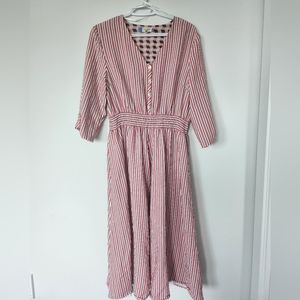 Ted Baker London Pink Pinstripe Long Sleeve Dress
